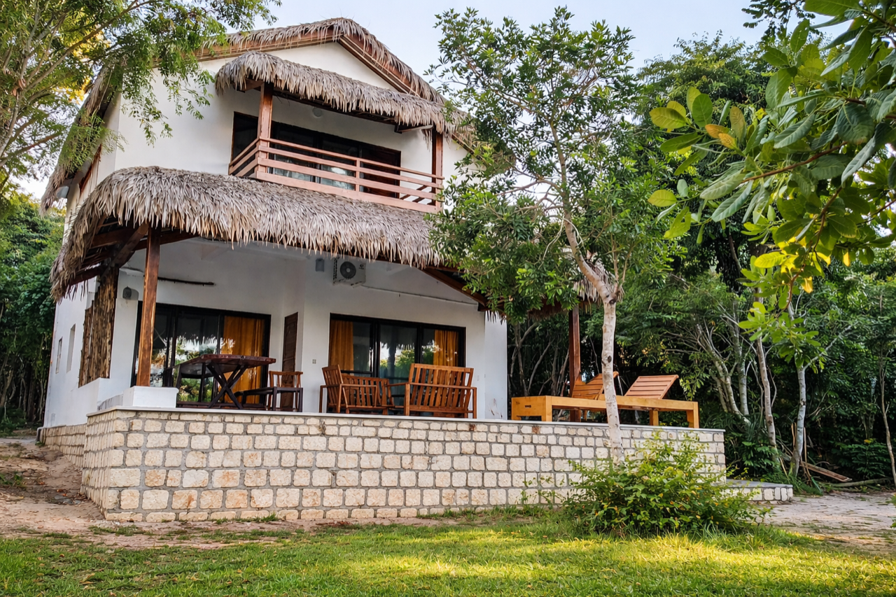 Intérieur du bungalow privé avec espace chambre